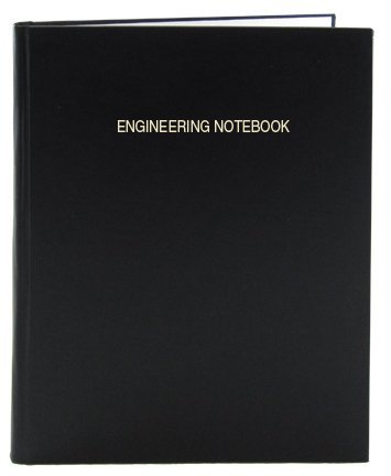BookFactory Engineering Notebook - 96 Pages (.25" Engineering Grid Format), 8 7/8" x 11 1/4", Engineering Lab Notebook, Black Cover, Smyth Sewn Hardbound (EPRIL-096-LGS-LKT4-R1)