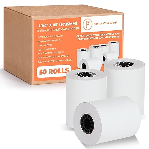 2 1/4" X 85' Thermal Credit Card Paper 50 Rolls Per Box for Use in Some Verifone, Omni, Hypercom and First Data, BPA Free