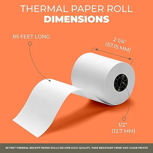 2 1/4" X 85' Thermal Credit Card Paper 50 Rolls Per Box for Use in Some Verifone, Omni, Hypercom and First Data, BPA Free