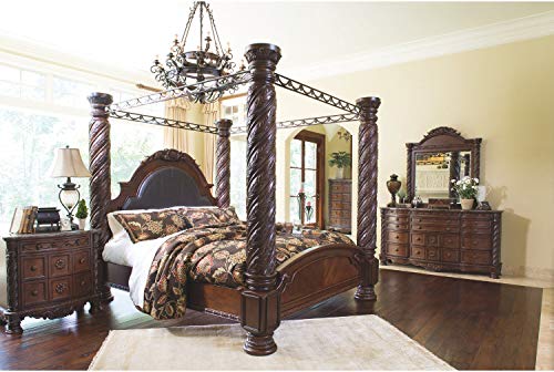 Signature Design by Ashley North Shore Ornate 9 Drawer Dresser with Marble Inlay Top, Dark Brown