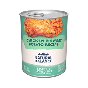natural balance limited ingredient adult grain-free wet canned dog food, chicken & sweet potato recipe, 13 ounce (pack of 12)