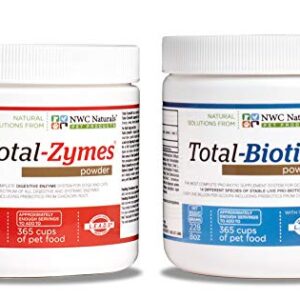 Twin Pack - Probiotics and Digestive Enzymes for dogs and cats one Total-Zymes and one Total-Biotics 8-Ounce