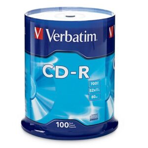 verbatim cd-r blank discs 700mb 80 minutes 52x recordable disc for data and music - 100pk spindle frustration free packaging,blue