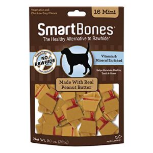 smartbones rawhide-free peanut butter mini bones 16 count (pack of 1)