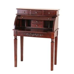 International Caravan Furniture Piece Carved Wood Roll Top Desk