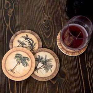 CoasterStone Absorbent Stone Drink Coasters, Palm Tree, Assortment, Beige, Brown, Green