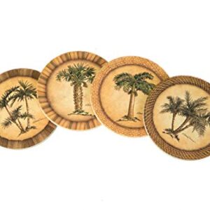 CoasterStone Absorbent Stone Drink Coasters, Palm Tree, Assortment, Beige, Brown, Green