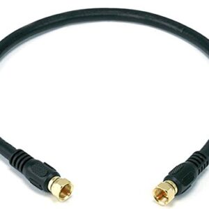 Monoprice RG6 Quad Shield CL2 Coaxial Cable with F Type Connector for Television, 1.5Ft