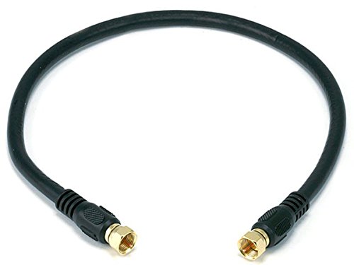 Monoprice RG6 Quad Shield CL2 Coaxial Cable with F Type Connector for Television, 1.5Ft