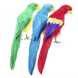 12" artificial colorful feathered parrot bird