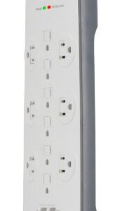 Belkin Power Strip Surge Protector - 12 AC Multiple Outlets, Ethernet & Cable Protection - 8 ft Long Extension Cord for Home, Office, Travel, Computer Desktop & Charging Brick - 4000 Joules, White