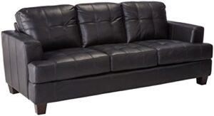 coaster samuel transitional leather sofa, black