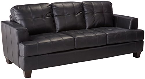 Coaster Samuel Transitional Leather Sofa, Black