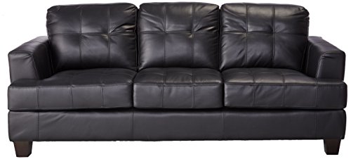 Coaster Samuel Transitional Leather Sofa, Black