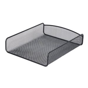 safco products onyx mesh single tray desktop organizer 3272bl, black powder coat finish, durable steel mesh construction, 11.75 x 9.25 x 2.5"