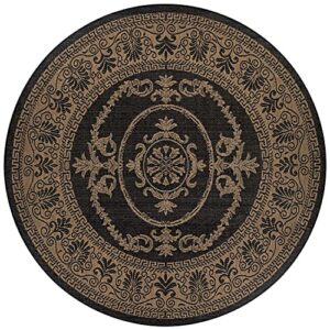 couristan recife antique medallion indoor/outdoor area rug, 8'6", black-cocoa