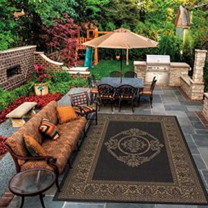 Couristan Recife Antique Medallion Indoor/Outdoor Area Rug, 8'6", Black-Cocoa