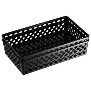 OIC® 30% Recycled Plastic Supply Baskets, Large, Black, Pack Of 2