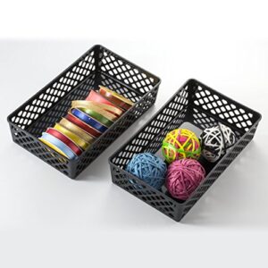 OIC® 30% Recycled Plastic Supply Baskets, Large, Black, Pack Of 2