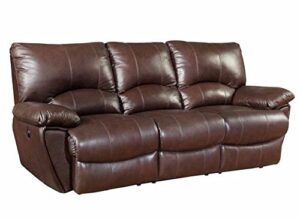coaster clifford casual dark brown faux leather upholstered double reclining sofa (co-600281), 39" l x 88" w x 38" h