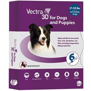 vectra 3d for dogs flea, tick & mosquito treatment & prevention for medium dogs (21 – 55 lbs), 6 month supply