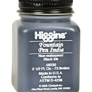 Higgins Black India Fountain Pen Ink, 2.5 Oz Bottle (46030)