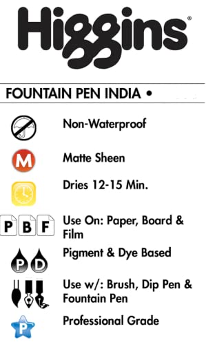 Higgins Black India Fountain Pen Ink, 2.5 Oz Bottle (46030)