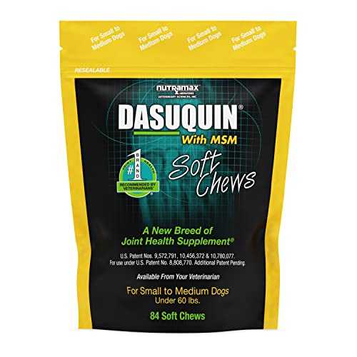 Nutramax Dasuquin with MSM Joint Health Supplement for Small to Medium Dogs - With Glucosamine, MSM, Chondroitin, ASU, Boswellia Serrata Extract, and Green Tea Extract, 84 Soft Chews