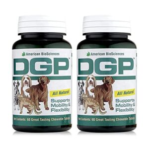 american biosciences dgp, joint supplement for dogs - joint support with turmeric, boswellia extract & more - quick effect for immediate mobility support - 60 all-natural chewable pet tablets (2 pack)