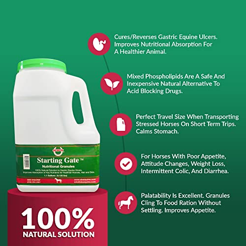 SBS Equine Starting Gate Granules for Horses | Horse calming Supplement that prevents & reverses gastric equine Ulcers | 1.1 Gallon | 3 Week Supply