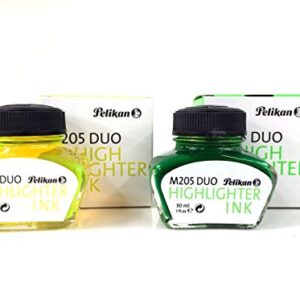 Pelikan 4001 Bottled Ink for Fountain Pens, For Pelikan M205 Classic Duo Highlighter Pen, Fluorescent Yellow, 30ml, 1 Each (344879)