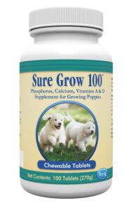 petag sure grow 100 - puppy vitamins - calcium & phosphorus supplement for dogs - 100 tablets