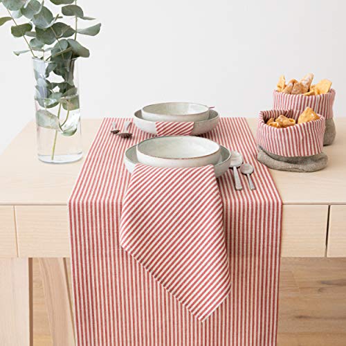 LinenMe Red Striped Linen Cotton Jazz Basket, Produced in Europe, 15 x 20cm