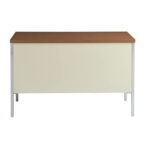 Alera Single Pedestal Steel Desk, Metal Desk, 45-1/4 by 24 by 29-1/2-Inch, Cherry/Putty