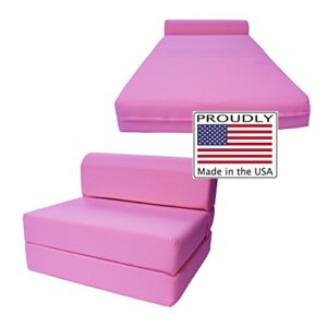 d&d futon furniture pink sleeper chair folding foam bed, 70 x 32 x 6, studio guest foldable sofa bed, couch, high density foam 1.8 pounds.