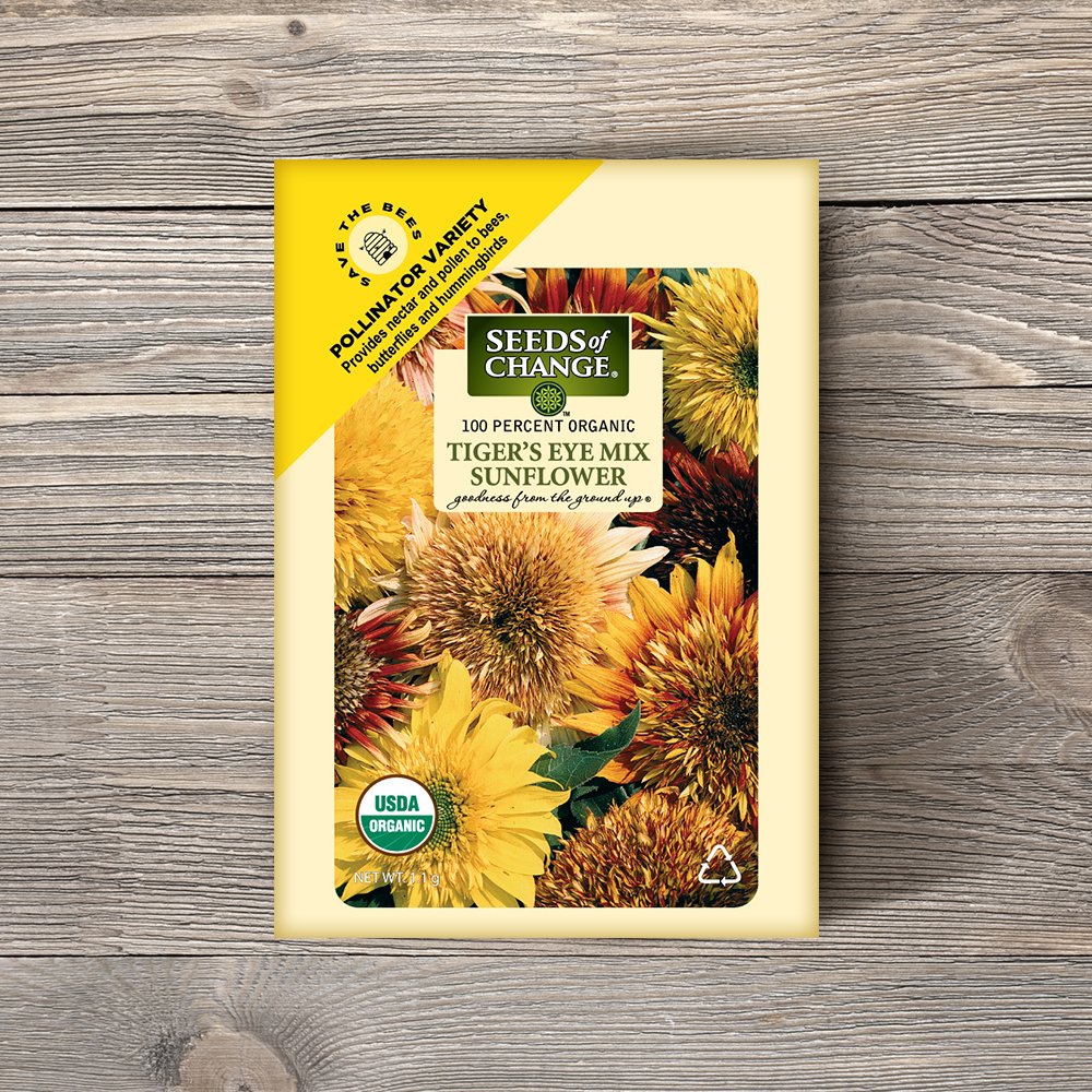 Seeds of Change 1342 Tiger's Eye Sunflower, 1.1 grams, 25 seeds per pack, Multi