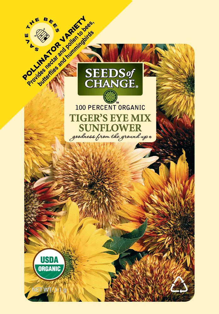 Seeds of Change 1342 Tiger's Eye Sunflower, 1.1 grams, 25 seeds per pack, Multi