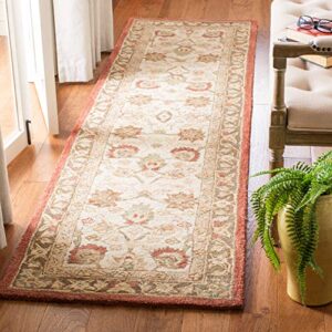 safavieh anatolia collection runner rug - 2'3" x 10', beige & rust, handmade traditional oriental wool, ideal for high traffic areas in living room, bedroom (an512e)