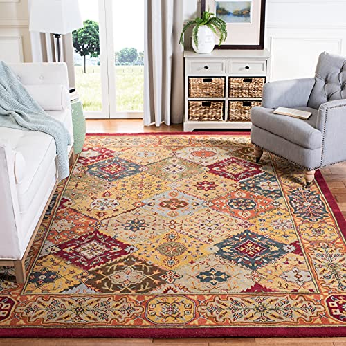 SAFAVIEH Heritage Collection Accent Rug - 4' x 6', Multi & Red, Handmade Traditional Oriental Wool, Ideal for High Traffic Areas in Entryway, Living Room, Bedroom (HG512B)