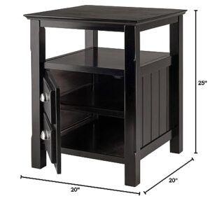 Winsome Solid Wood 2 Drawer Timber Night Stand Black Finish