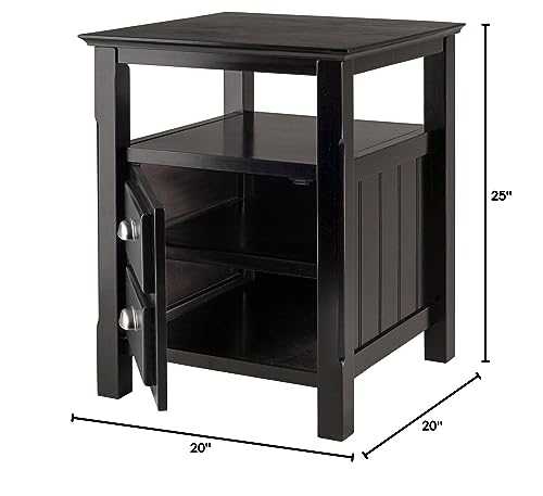 Winsome Solid Wood 2 Drawer Timber Night Stand Black Finish