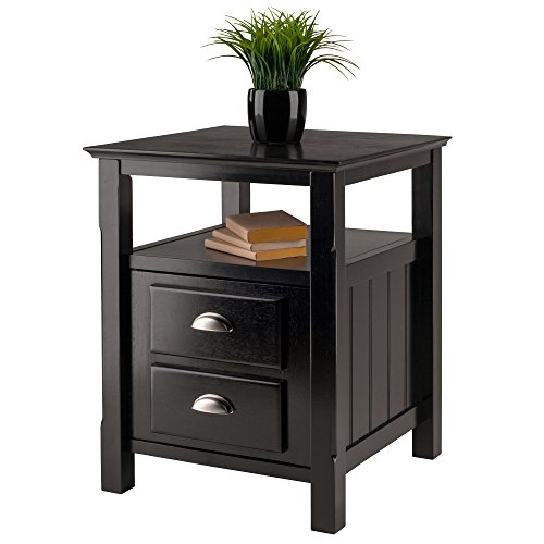 Winsome Solid Wood 2 Drawer Timber Night Stand Black Finish