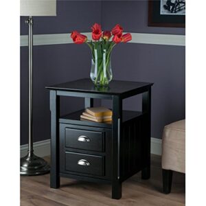 Winsome Solid Wood 2 Drawer Timber Night Stand Black Finish