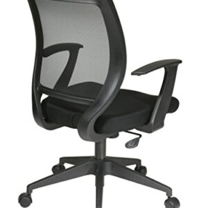 Office Star EM Series Screen Back Office Computer Task Chair with Lumbar Support and Designer T Arms, Black Fabric