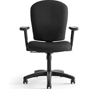 HON HVL220.VA10 Mid Back Task Chair - Fabric Computer Chair with Arms for Office Desk, Black (HVL220)