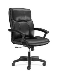 hon leather executive chair - high-back computer chair for office desk, black (vl151)