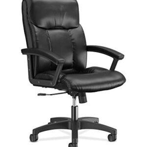 HON Leather Executive Chair - High-Back Computer Chair for Office Desk, Black (VL151)