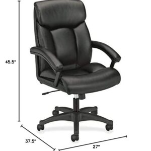 HON Leather Executive Chair - High-Back Computer Chair for Office Desk, Black (VL151)