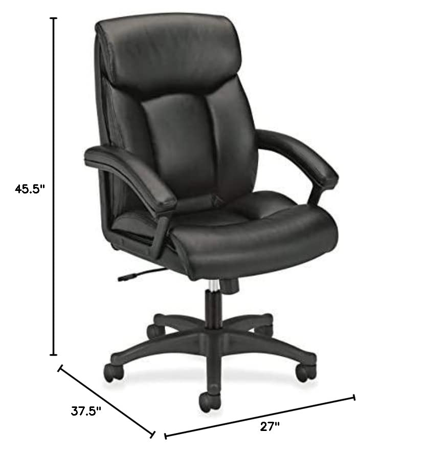 HON Leather Executive Chair - High-Back Computer Chair for Office Desk, Black (VL151)