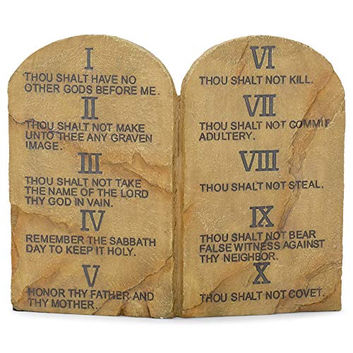 Ten Commandments Resin Stone 11 x 9 Wall or Tabletop Plaque